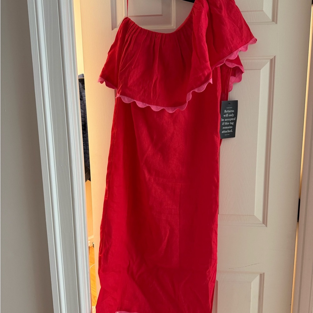 Tuckernuck Vibrant Red Off-Shoulder Midi Dress
